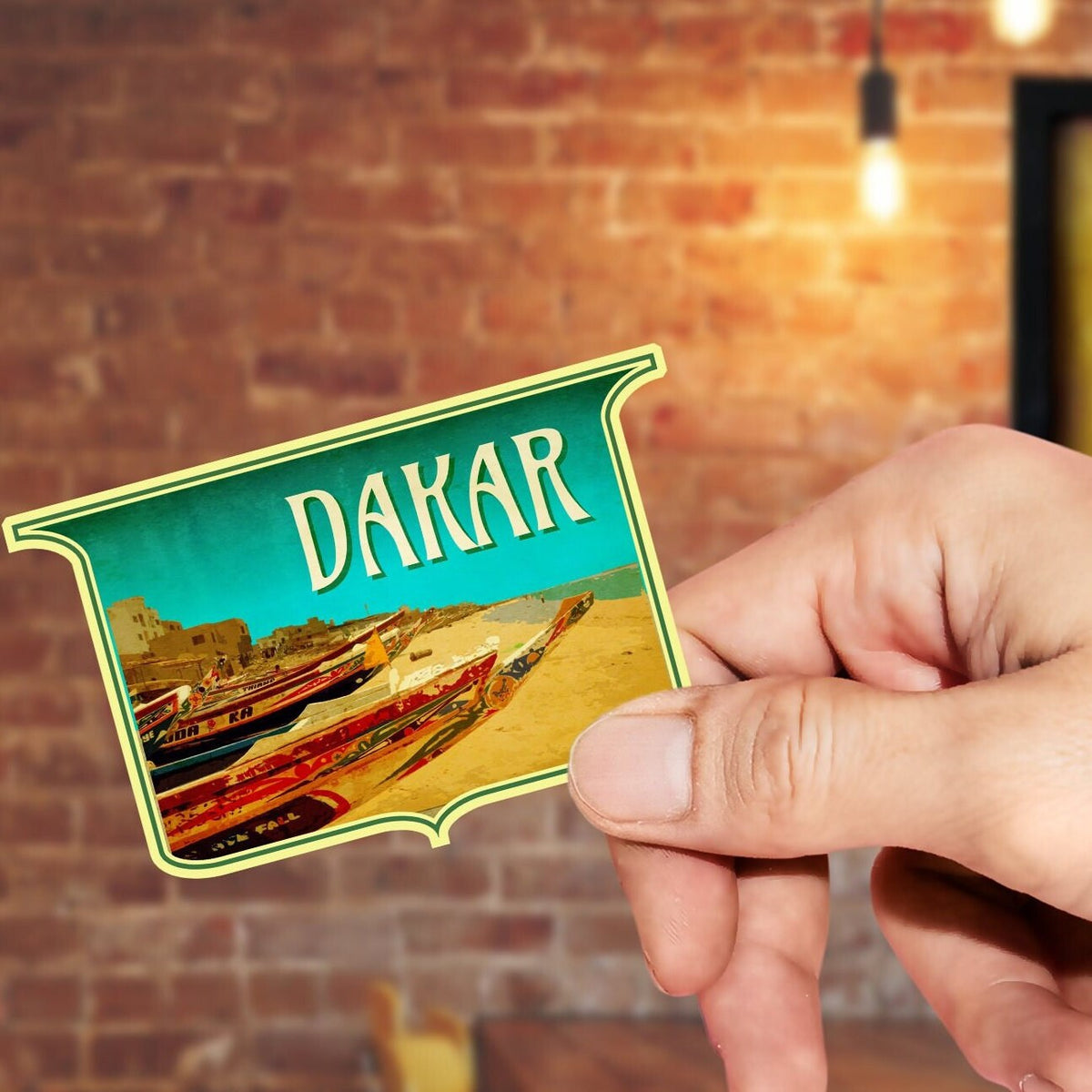 Dakar Senegal travel sticker, vintage style decal for suitcase, luggage, laptop or water bottle