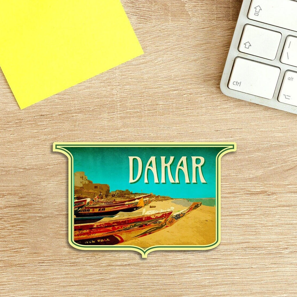 Dakar Senegal travel sticker, vintage style decal for suitcase, luggage, laptop or water bottle