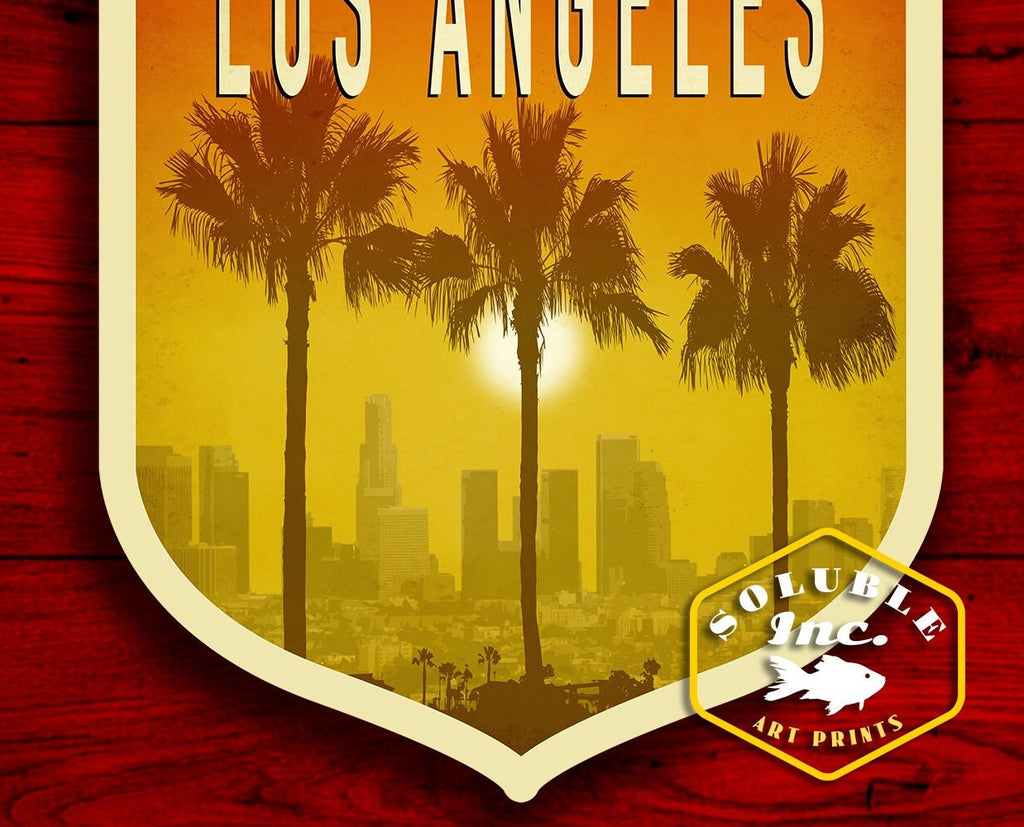 Los Angeles travel sticker, vintage style decal for suitcase, luggage, laptop or water bottle