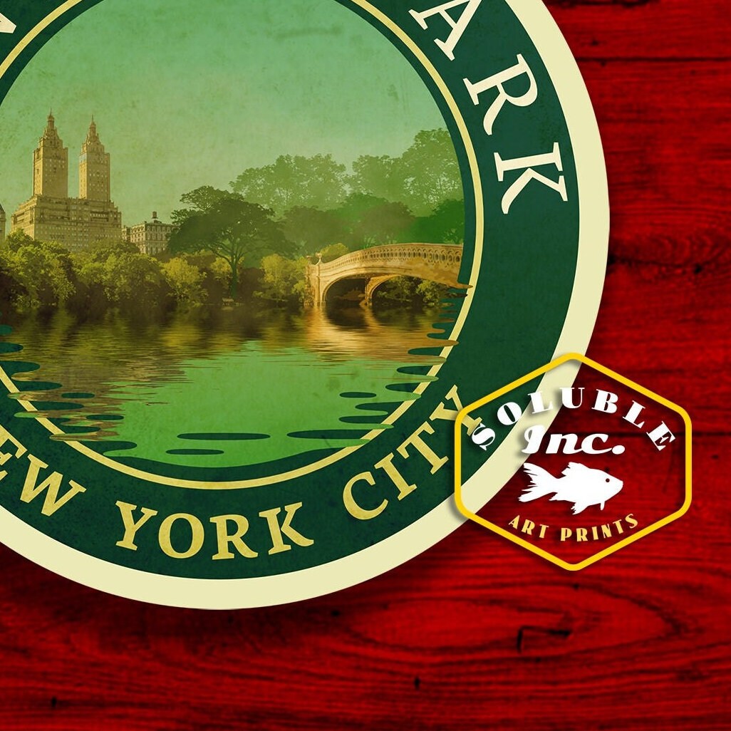 Central Park Travel Sticker: Vintage-style New York Suitcase Decal