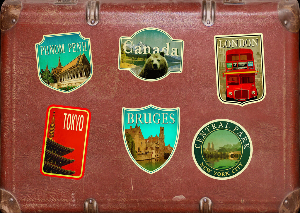 Bruges Belgium Travel Sticker: Vintage Suitcase Decal