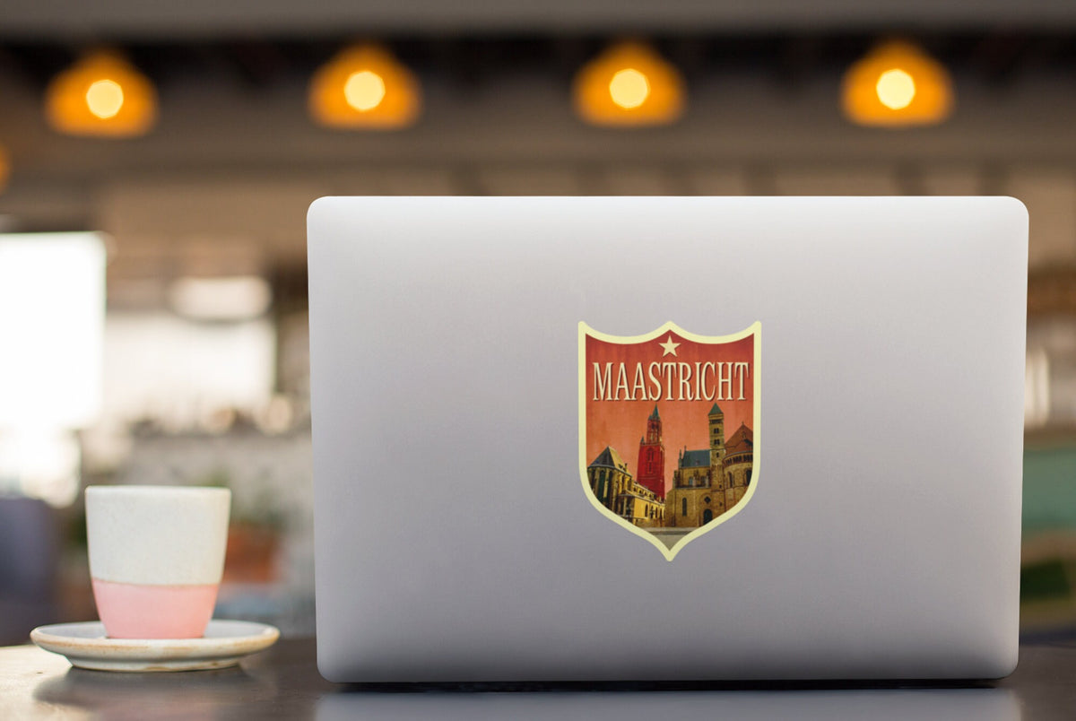 Maastricht Netherlands Travel Sticker: Vintage Suitcase Decal