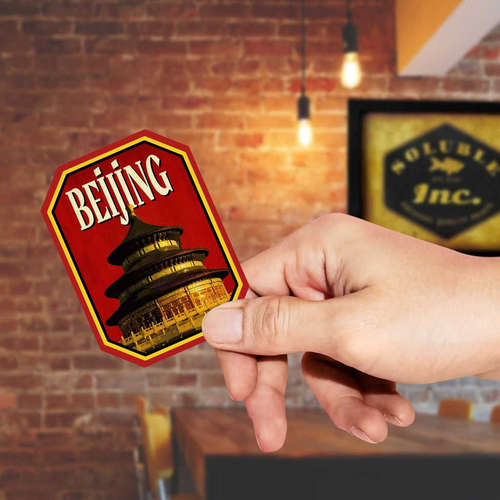 Beijing travel sticker, vintage style decal for suitcase, luggage, laptop or water bottle