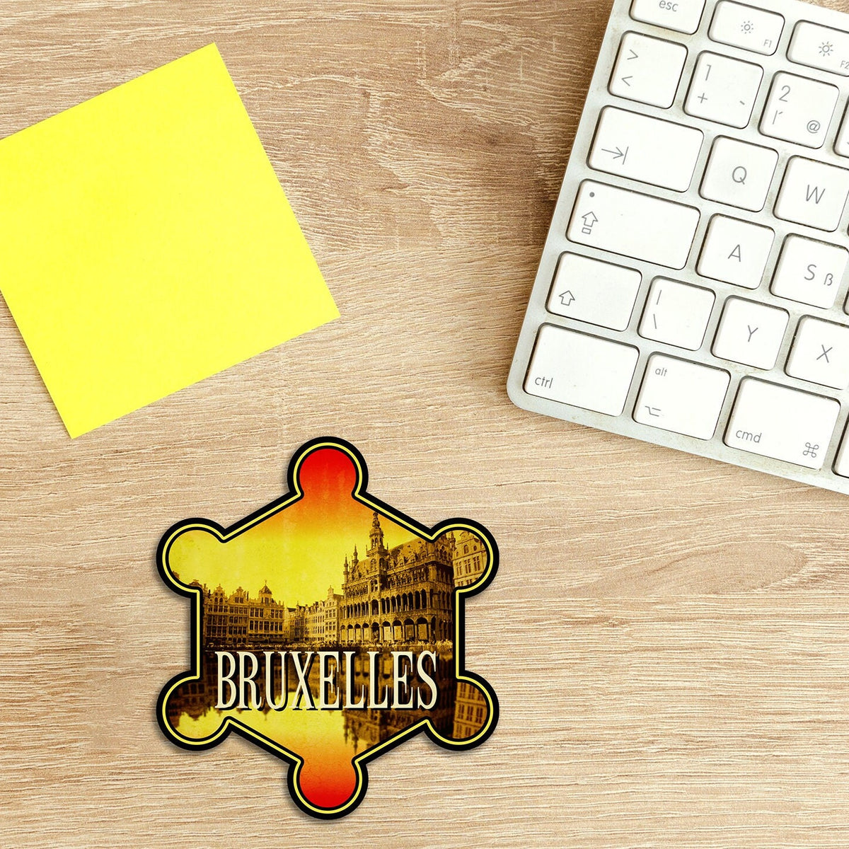Brussels Travel Sticker: Vintage Suitcase, Laptop Decal
