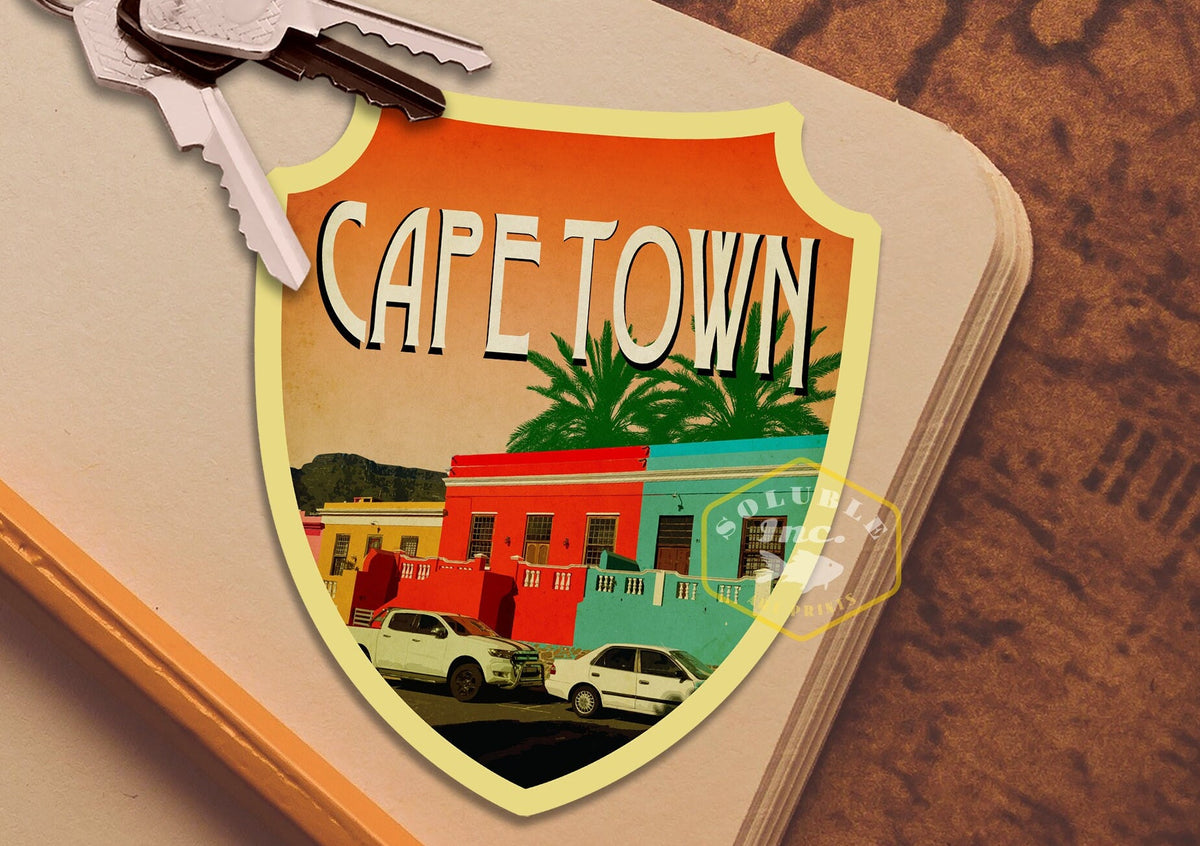 Cape Town Travel Sticker: Vintage Luggage Label Decal
