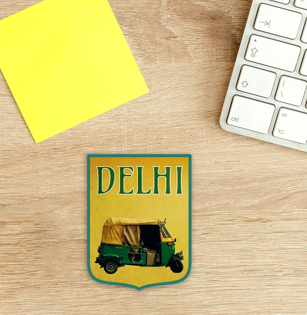 Delhi India travel sticker, vintage style decal for suitcase, luggage, laptop or water bottle