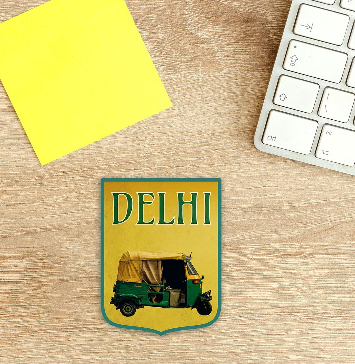 Delhi India travel sticker, vintage style decal for suitcase, luggage, laptop or water bottle