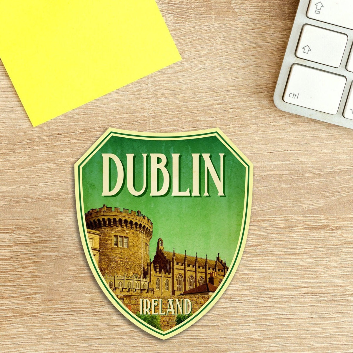Dublin Ireland Travel Sticker: Vintage Suitcase Decal