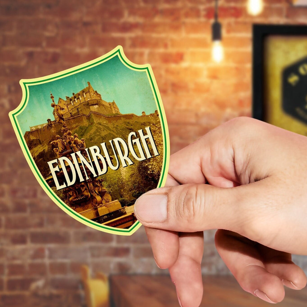 Edinburgh Scotland Travel Sticker: Vintage Suitcase Decal