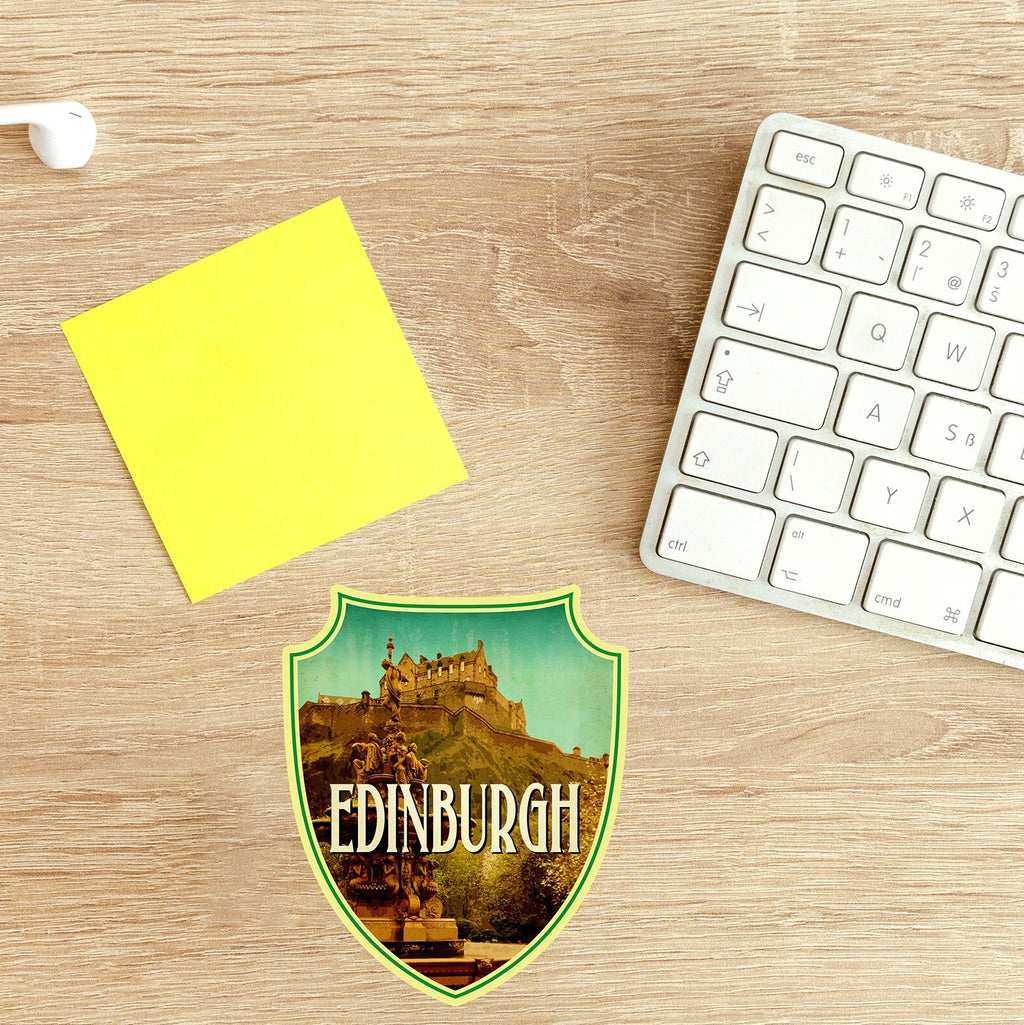 Edinburgh Scotland Travel Sticker: Vintage Suitcase Decal