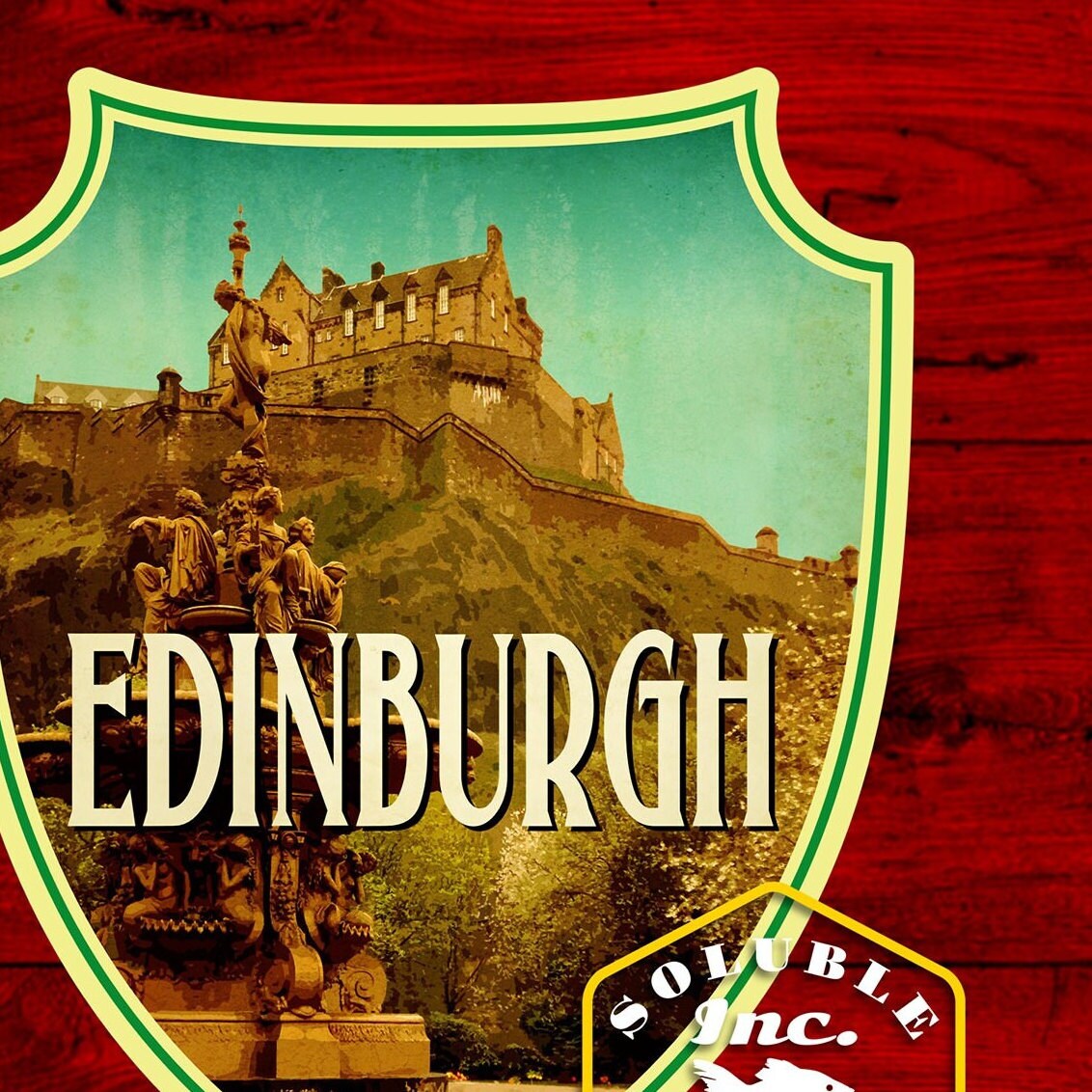 Edinburgh Scotland Travel Sticker: Vintage Suitcase Decal