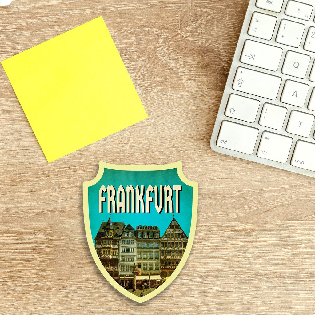 Frankfurt Germany Travel Sticker: Vintage-Style Luggage Decal
