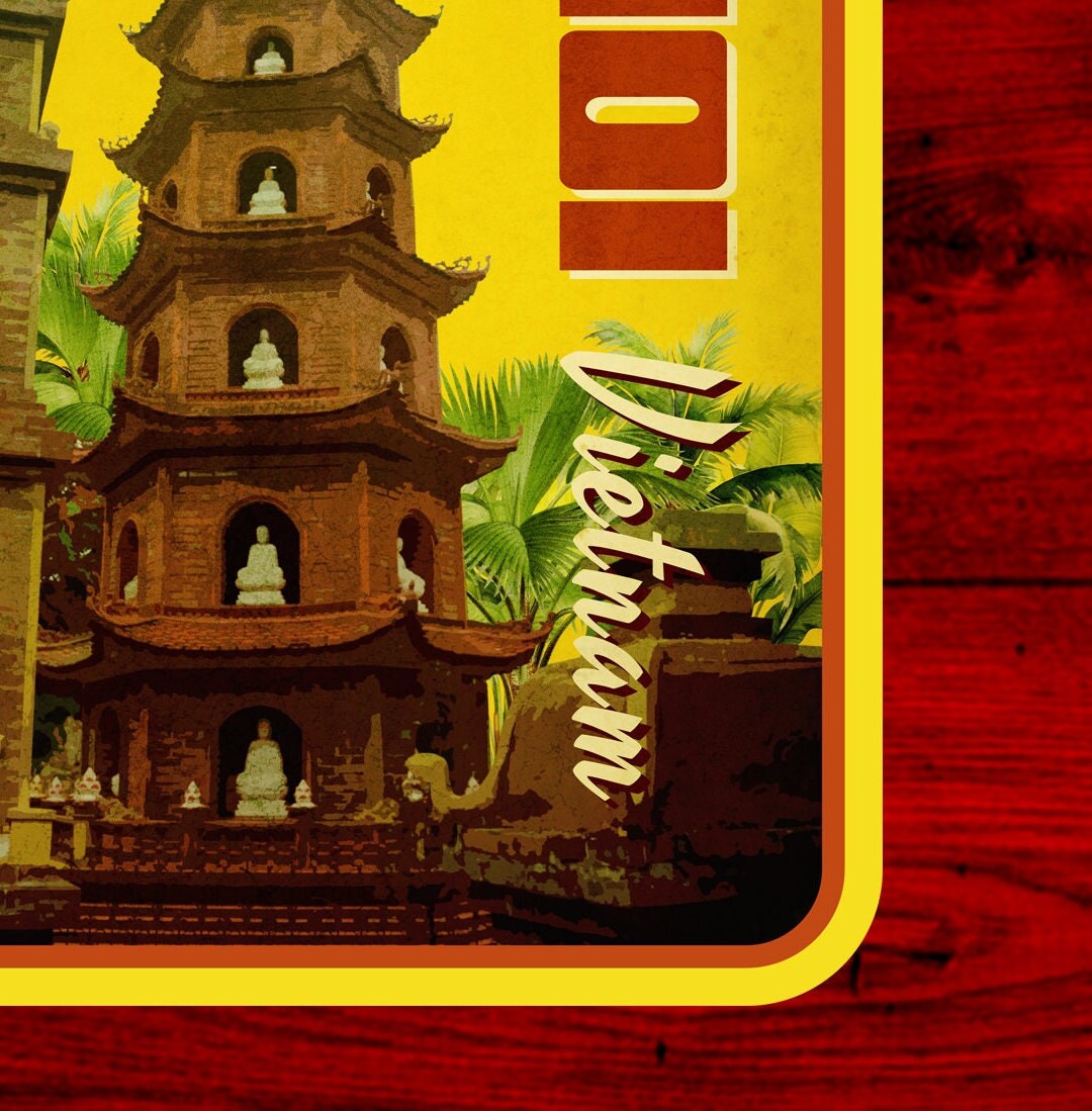 Hanoi Vietnam travel sticker, vintage style decal for suitcase, luggage, laptop or water bottle