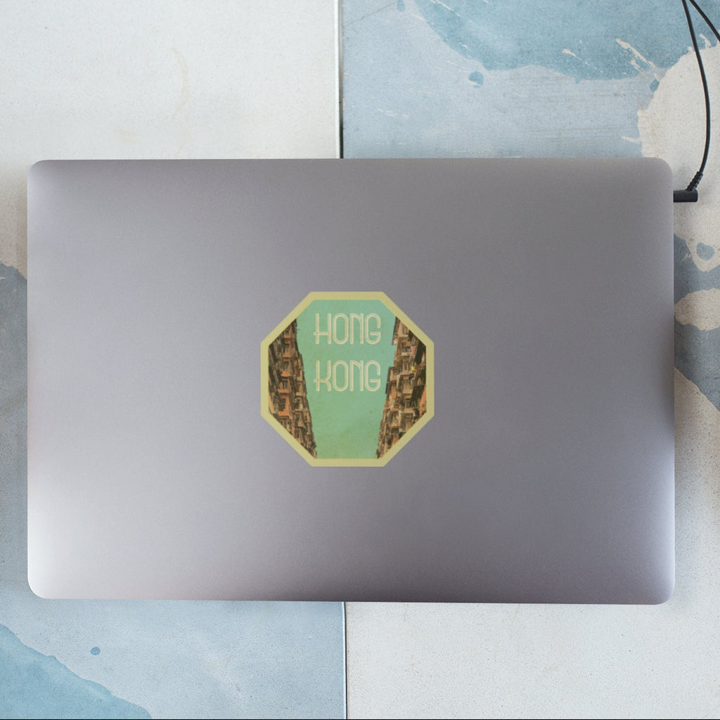 Hong Kong travel sticker, vintage style decal for suitcase, luggage, laptop or water bottle