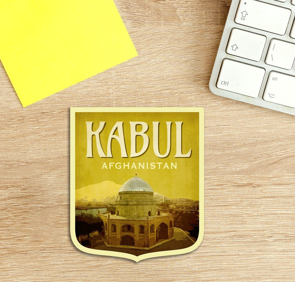Kabul travel sticker, vintage style decal for suitcase, luggage, laptop or water bottle