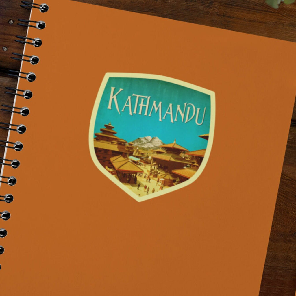 Kathmandu Nepal travel sticker, vintage style decal for suitcase, luggage, laptop or water bottle