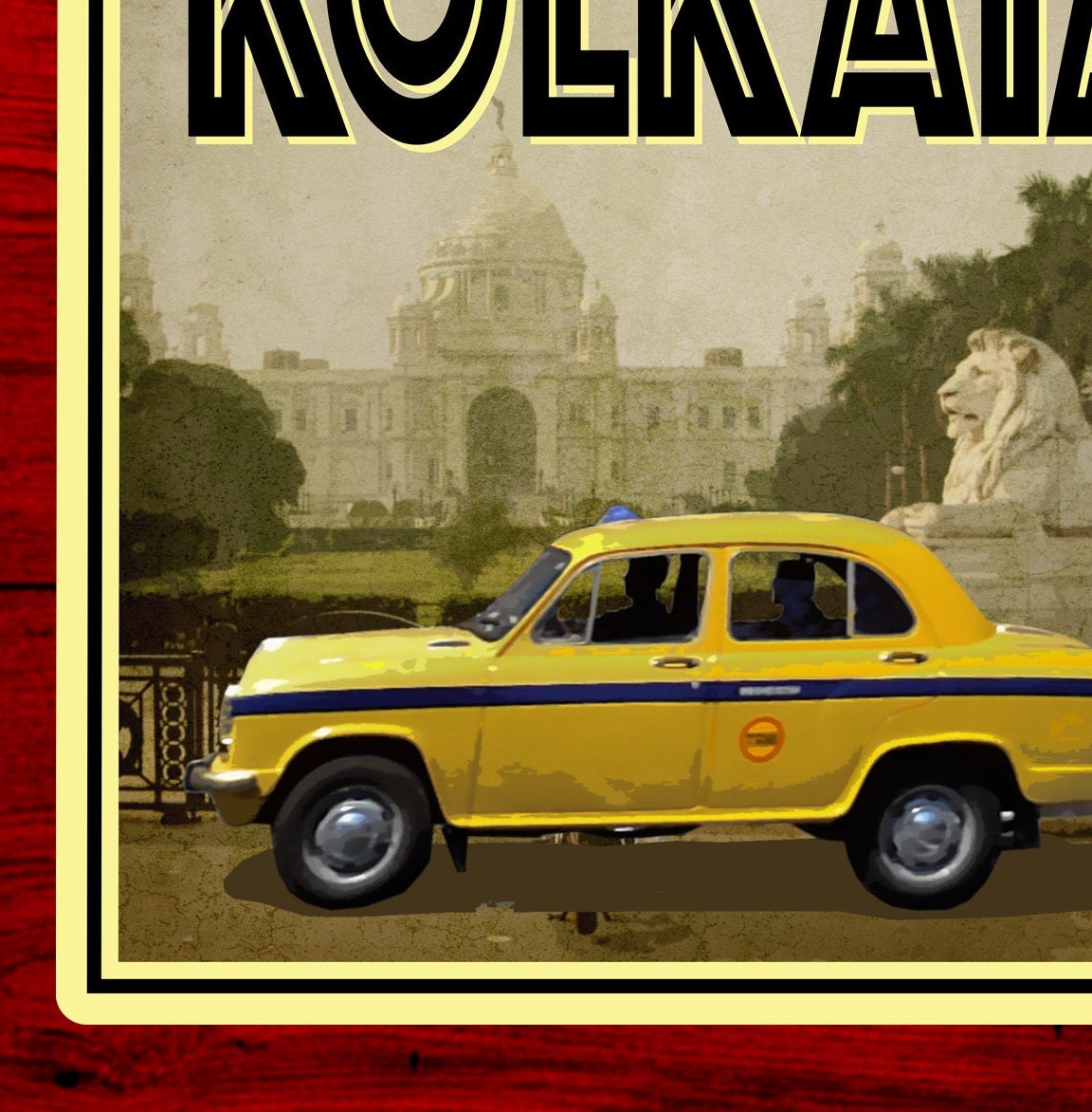 Kolkata India travel sticker, vintage style decal for suitcase, luggage, laptop or water bottle