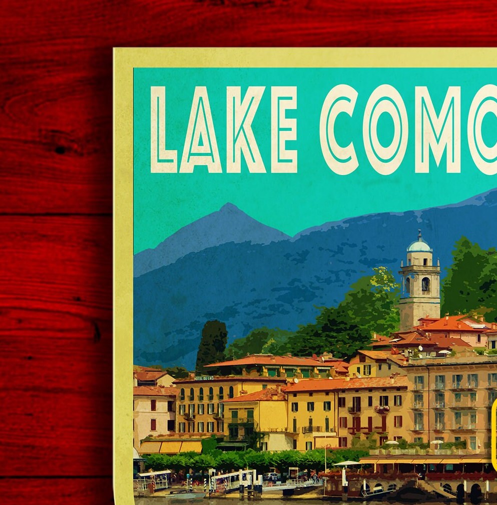 Lake Como Italy Travel Sticker: Vintage-Style Luggage Decal