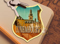 Luxembourg travel sticker, vintage-style decal for suitcase