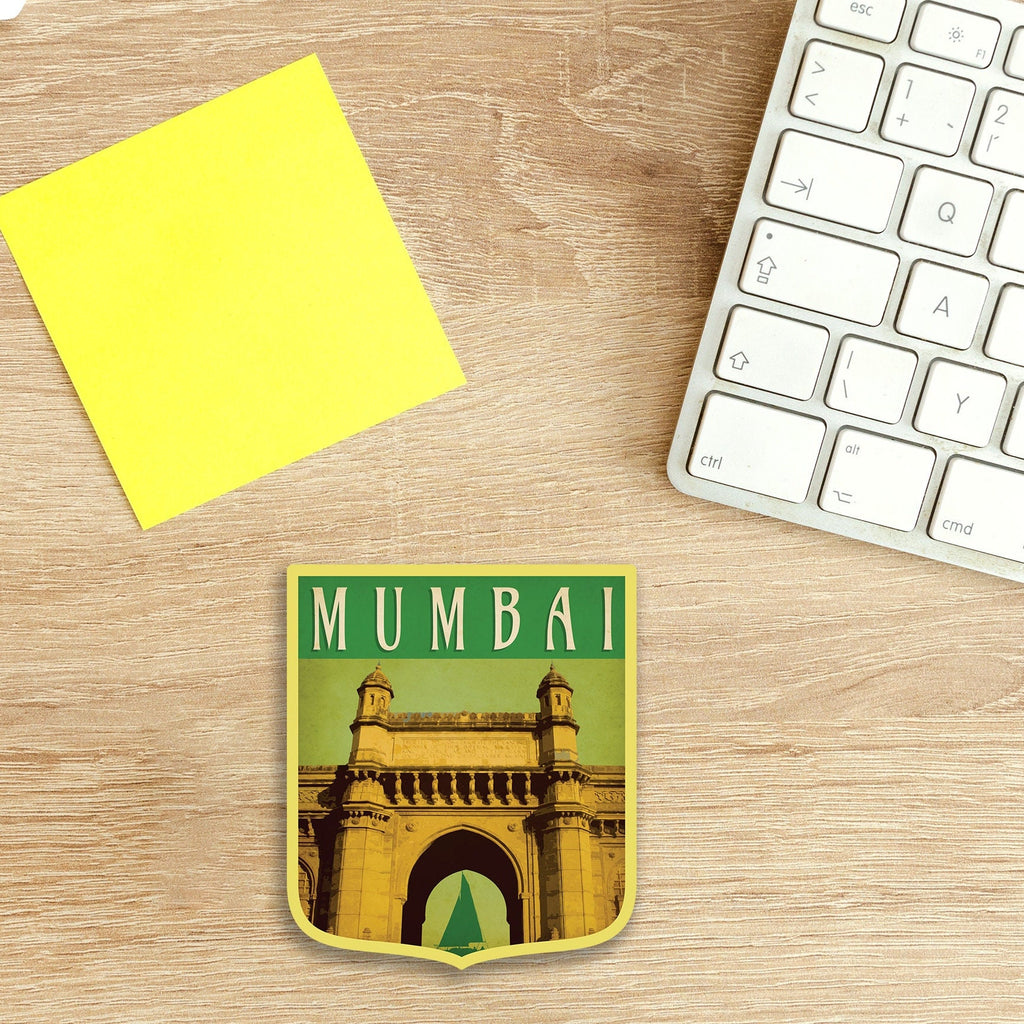 Mumbai India travel sticker, vintage style decal for suitcase, luggage, laptop or water bottle
