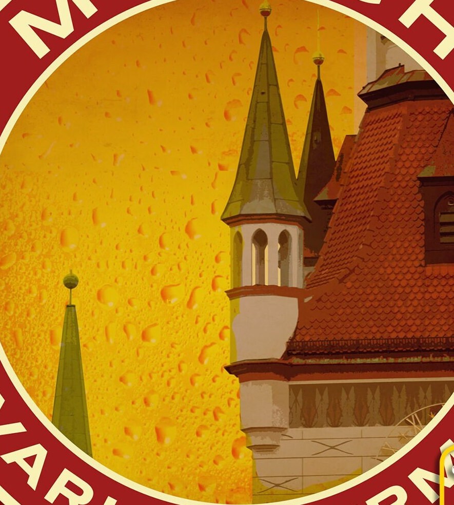 Munich Germany Travel Sticker: Vintage style Luggage Decal