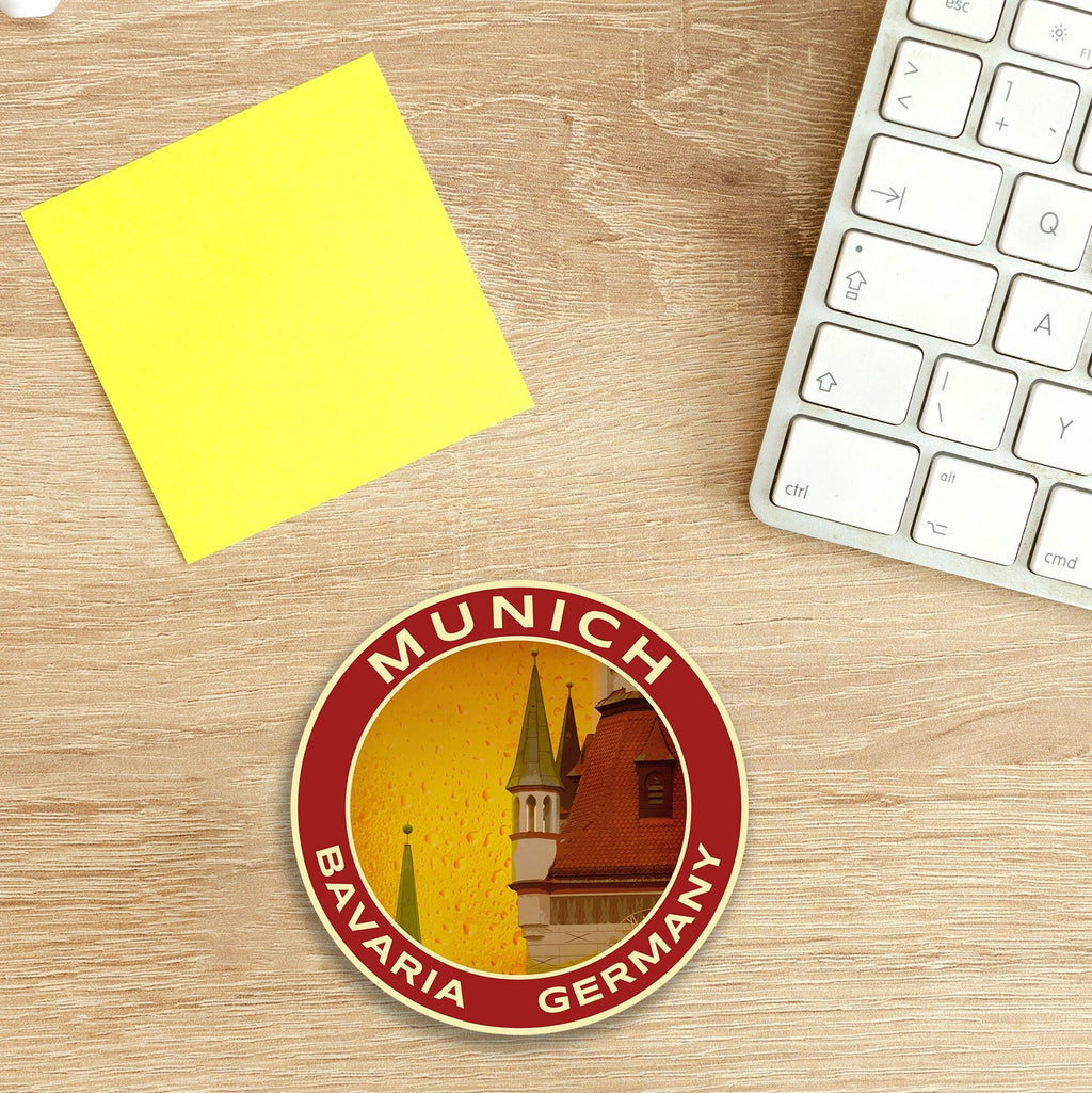 Munich Germany Travel Sticker: Vintage style Luggage Decal