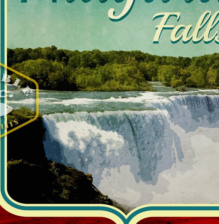 Niagara Falls travel sticker, vintage style decal for suitcase, luggage, laptop or water bottle
