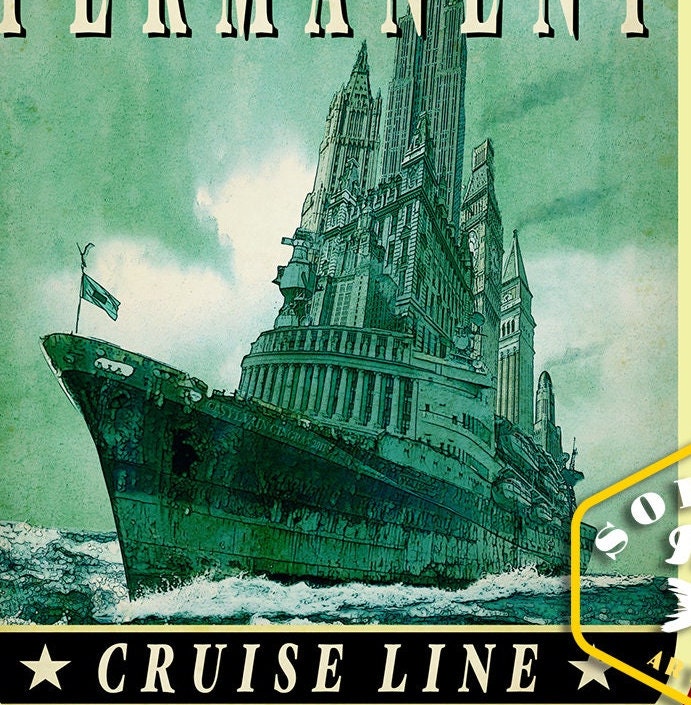 Vintage Cruise Line Sticker: Satirical Travel Decal