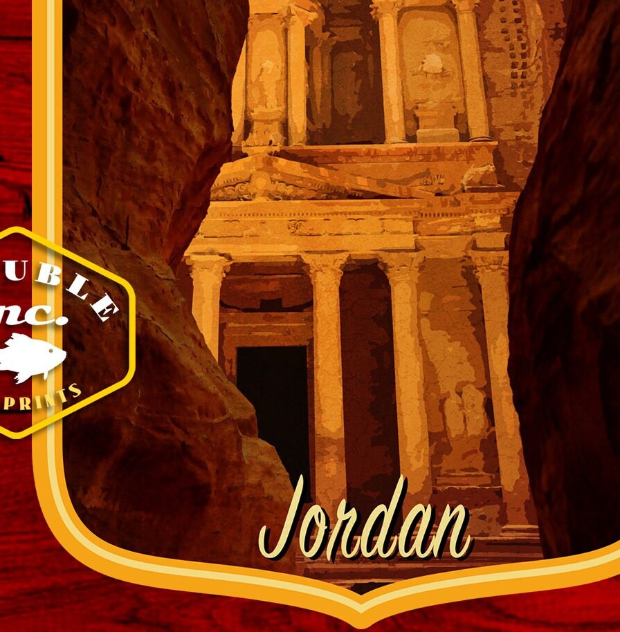 Petra Jordan travel sticker, vintage style decal for suitcase, luggage, laptop or water bottle