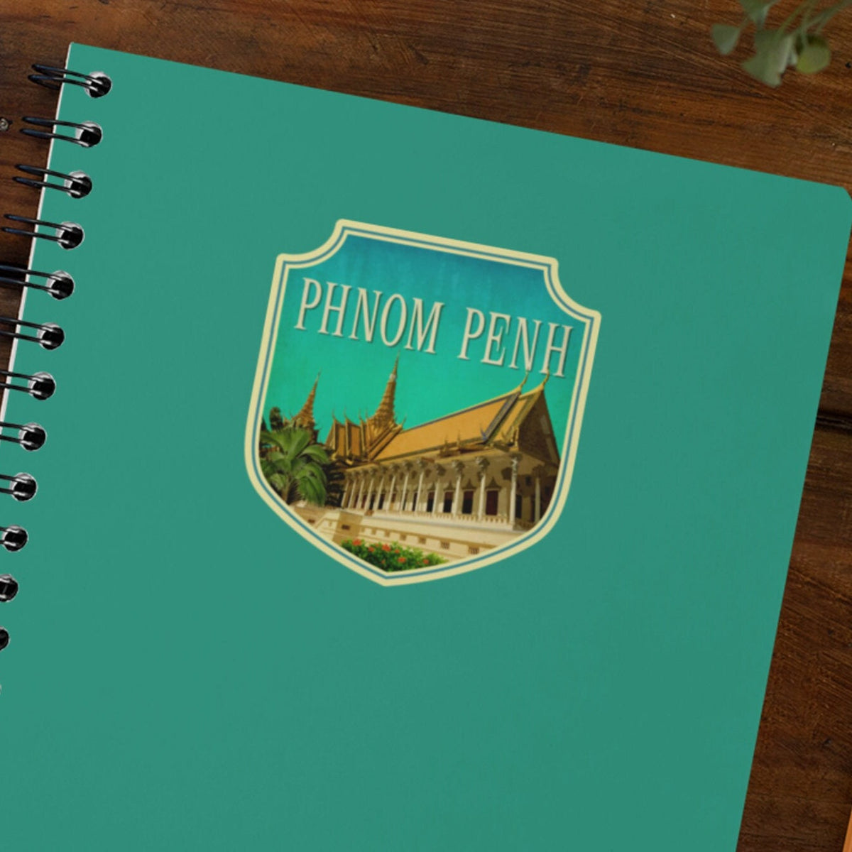 Phnom Penh travel sticker, vintage style decal for suitcase, luggage, laptop or water bottle