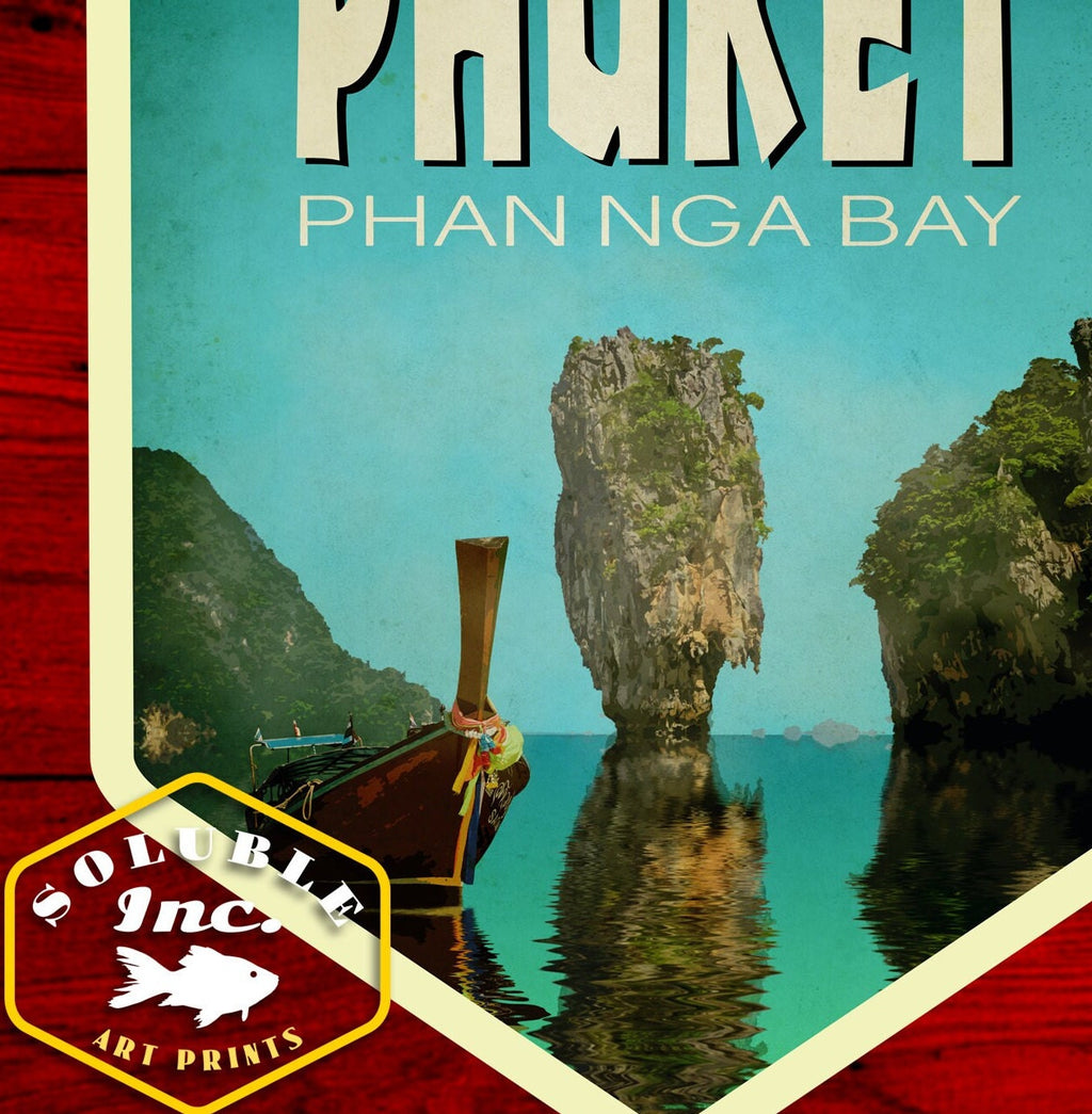 Phuket Thailand travel sticker, vintage style decal for suitcase, luggage, laptop or water bottle