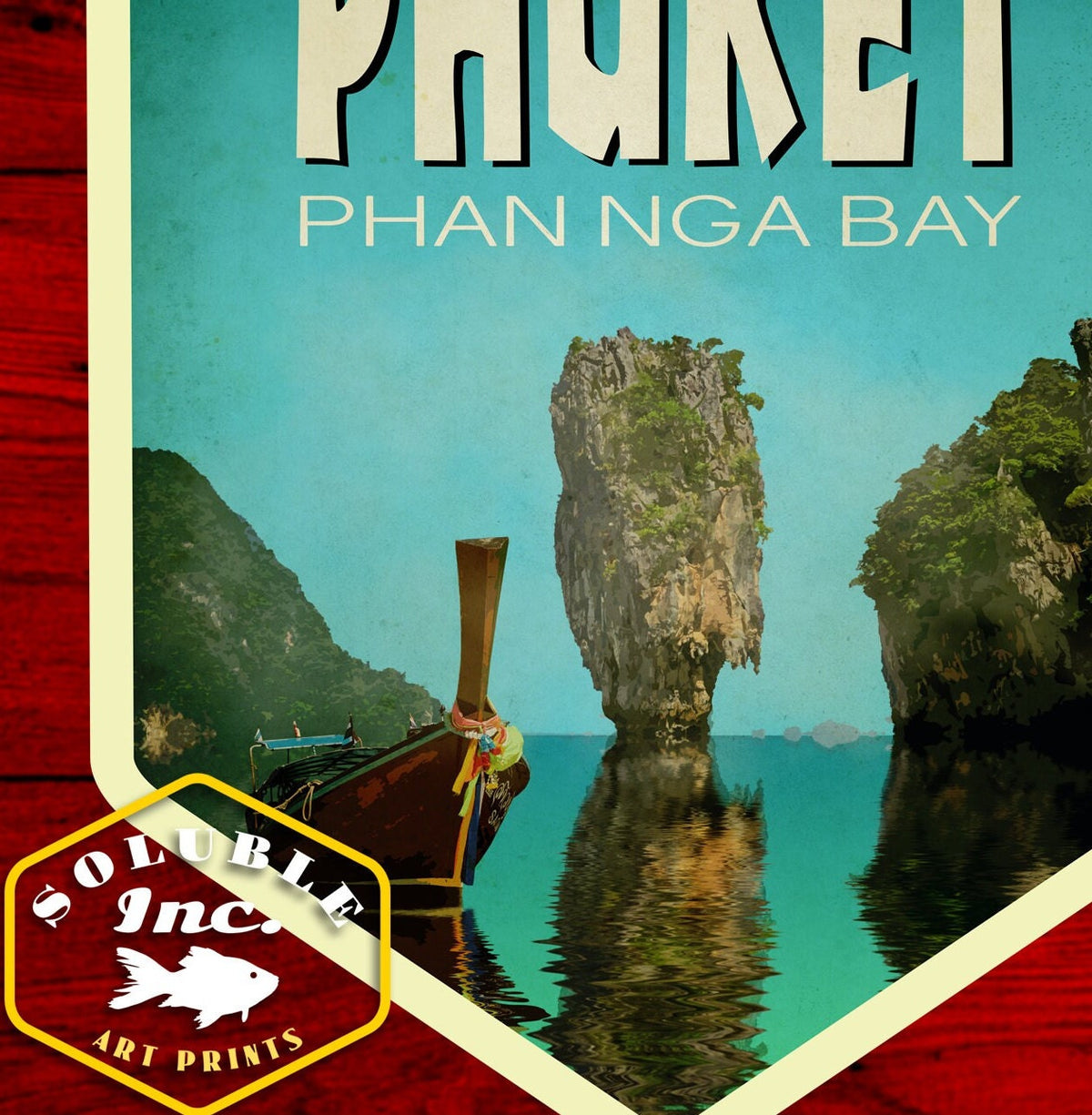 Phuket Thailand travel sticker, vintage style decal for suitcase, luggage, laptop or water bottle