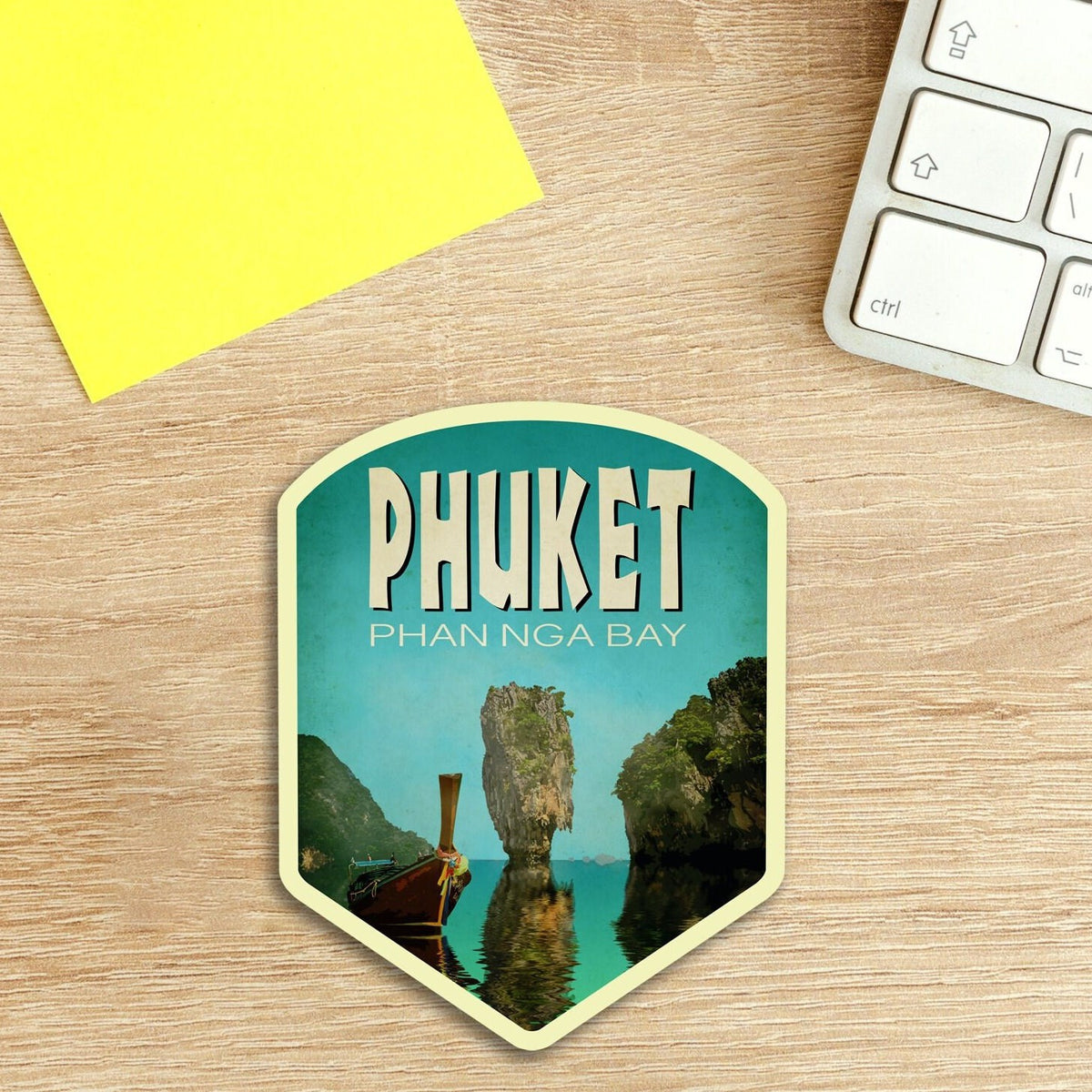 Phuket Thailand travel sticker, vintage style decal for suitcase, luggage, laptop or water bottle