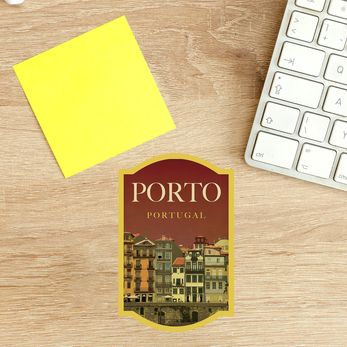 Porto Portugal Travel Sticker: Vintage Suitcase Luggage Decal