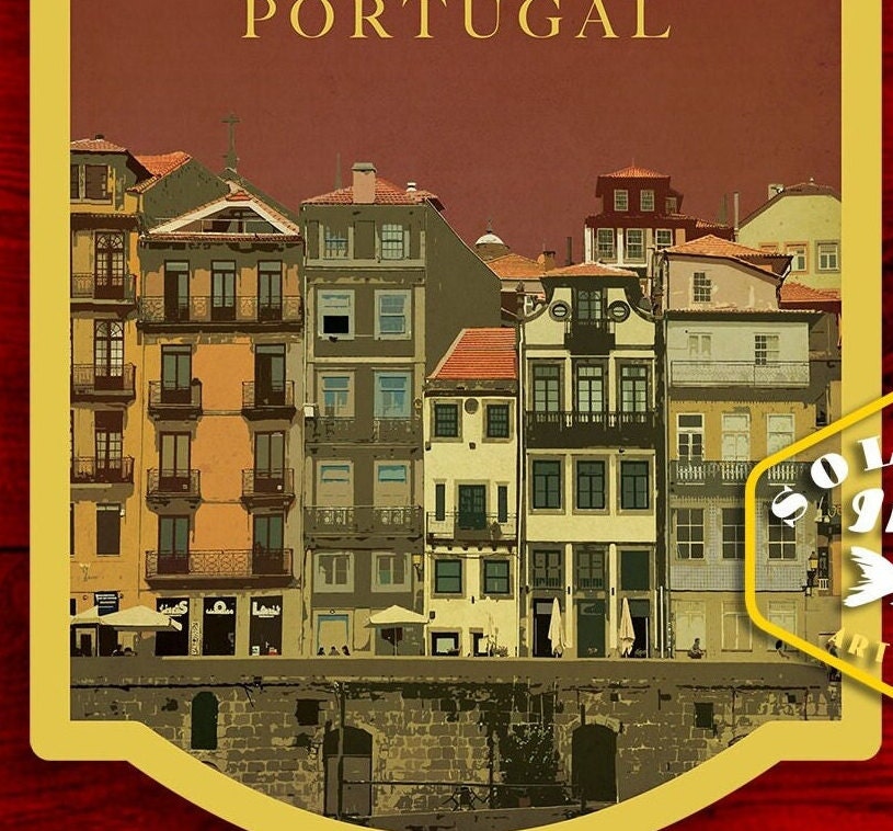 Porto Portugal Travel Sticker: Vintage Suitcase Luggage Decal