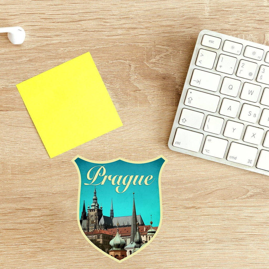 Prague Travel Sticker: Vintage-Style Luggage Decal