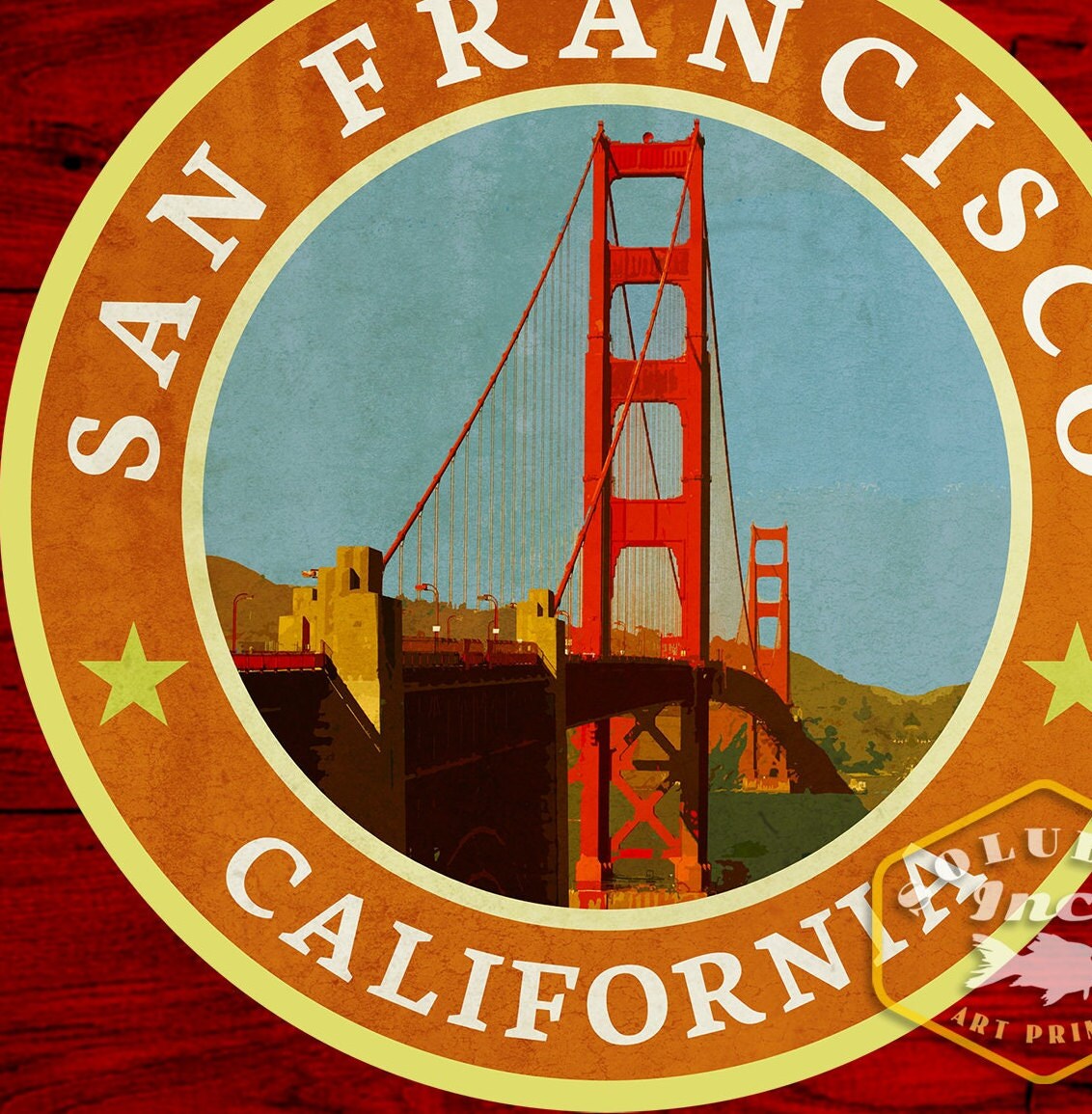 San Francisco California travel sticker, vintage style decal for suitcase, luggage, laptop, car or water bottle and travel accessory