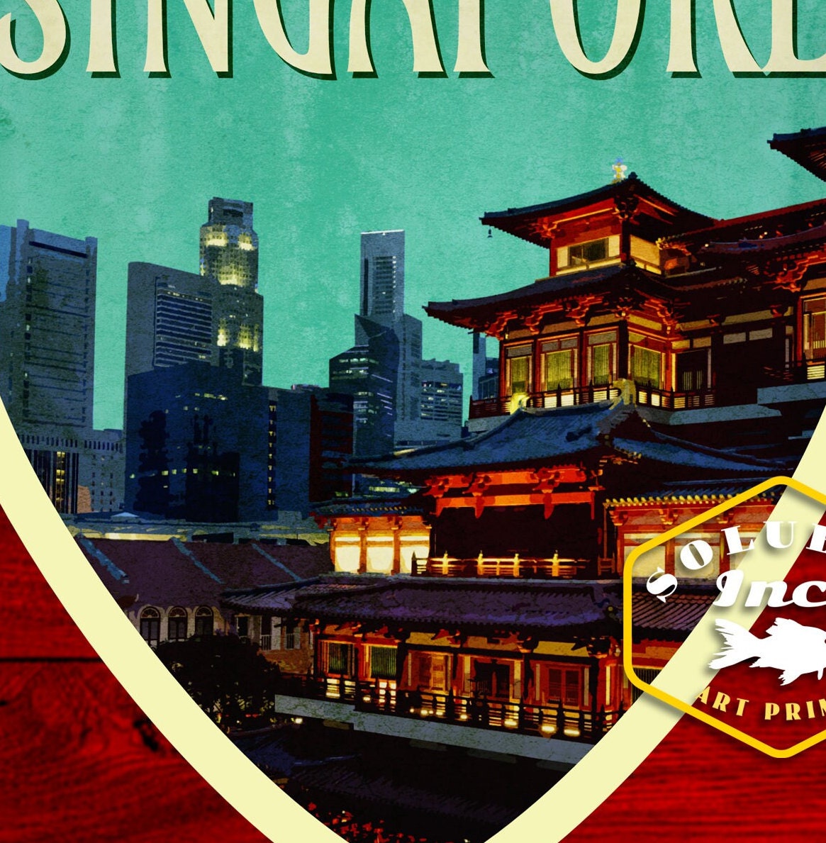 Singapore travel sticker, vintage style decal for suitcase, luggage, laptop or water bottle