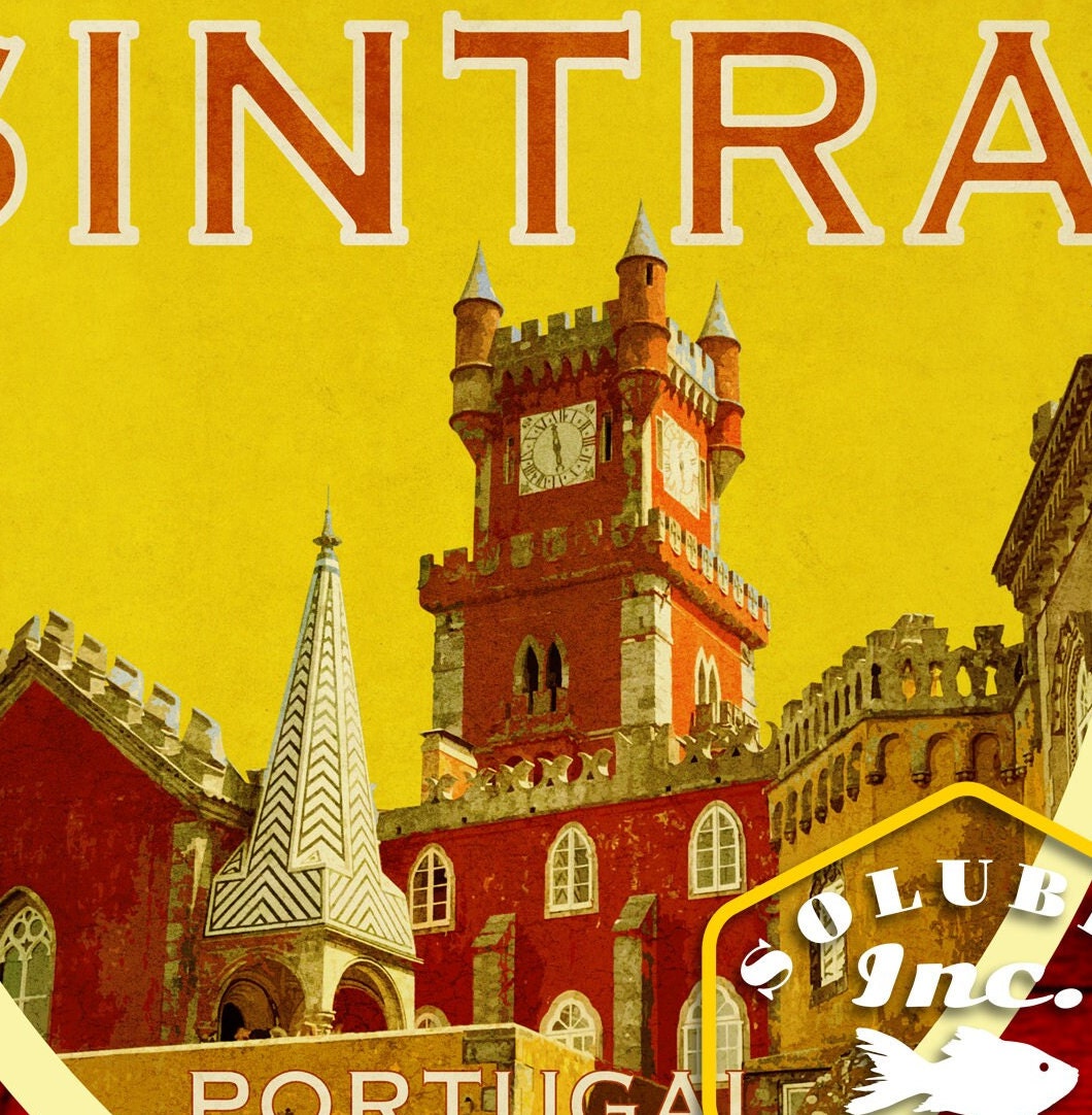 Sintra Portugal Travel Sticker: Vintage-Style Luggage Decal