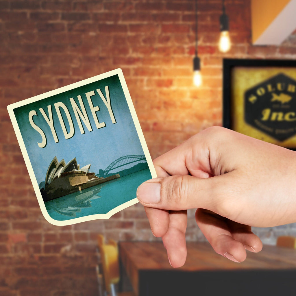Sydney Australia travel sticker, vintage style decal for suitcase, luggage, laptop or water bottle