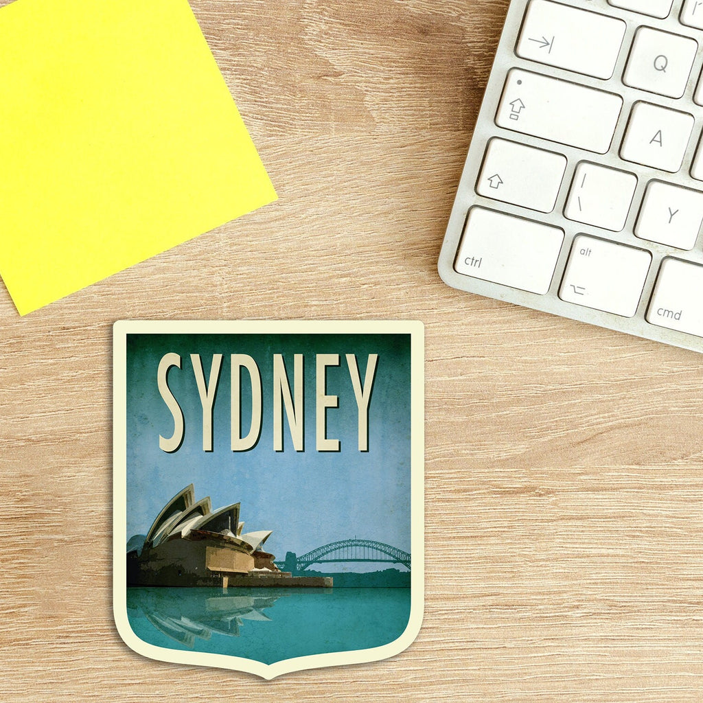 Sydney Australia travel sticker, vintage style decal for suitcase, luggage, laptop or water bottle