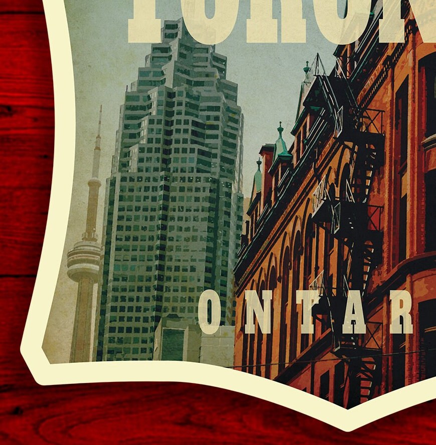 Toronto Canada travel sticker, vintage style decal for suitcase, luggage, laptop or water bottle