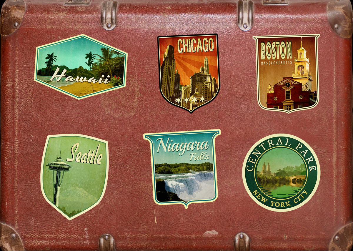 Niagara Falls travel sticker, vintage style decal for suitcase, luggage, laptop or water bottle