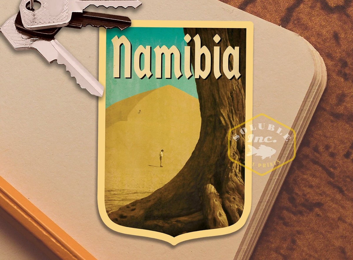 Namibia travel sticker, vintage style decal for suitcase, luggage, laptop or water bottle
