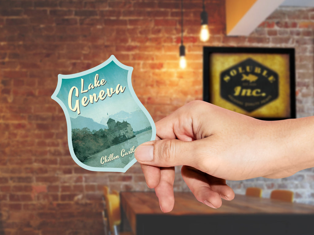 Lake Geneva Switzerland Sticker: Vintage Travel Decal