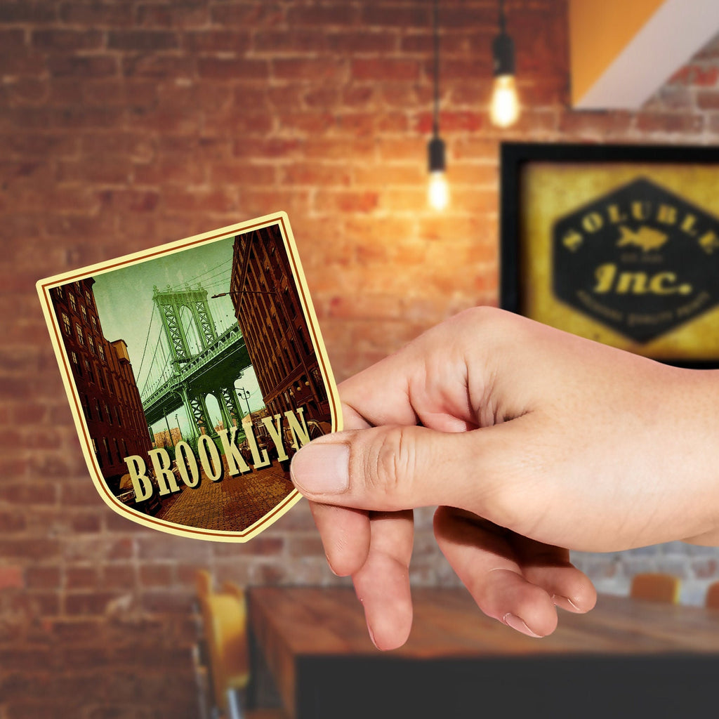 Brooklyn travel sticker, vintage style decal for suitcase, luggage, laptop or water bottle