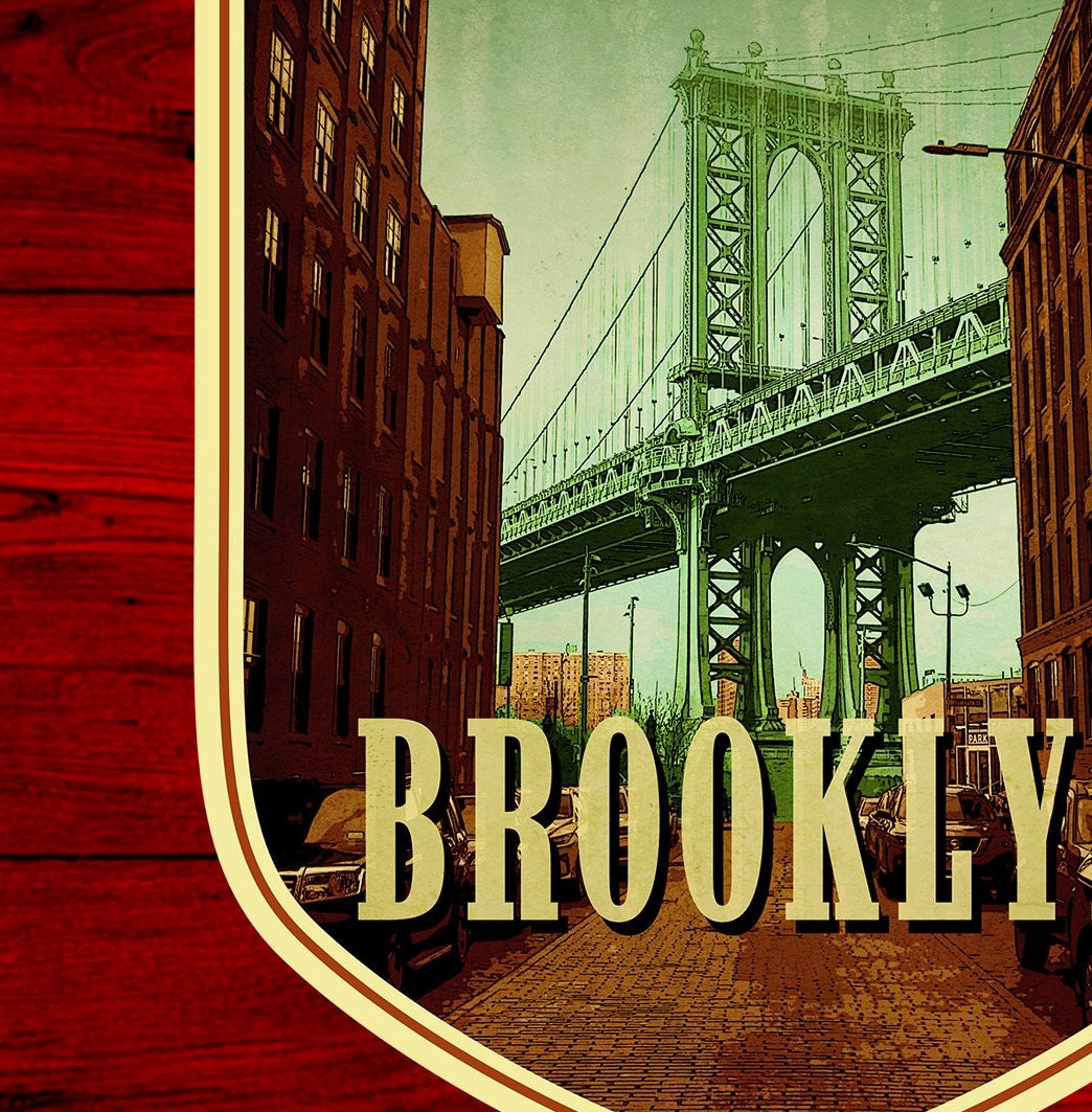 Brooklyn travel sticker, vintage style decal for suitcase, luggage, laptop or water bottle