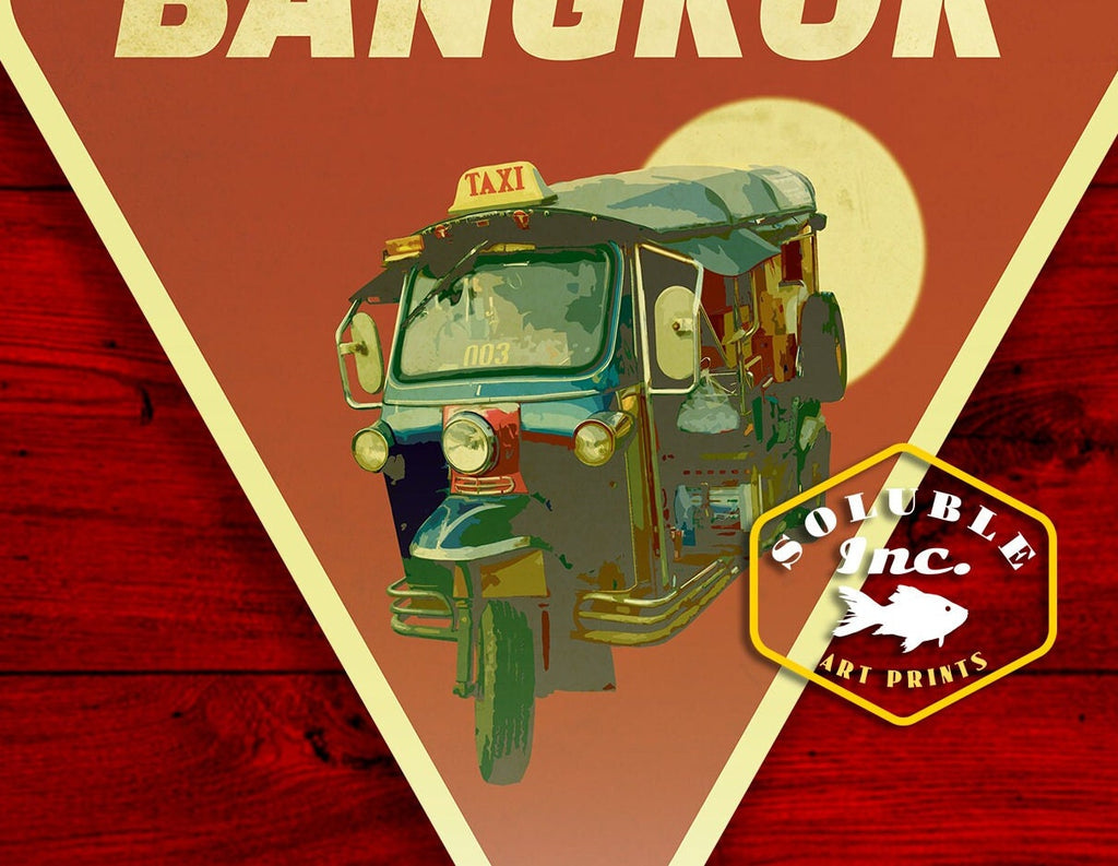 Bangkok Travel Sticker: Vintage-style Thailand Decal