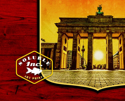 Berlin Brandenburg Gate Travel Sticker: Vintage Suitcase Decal
