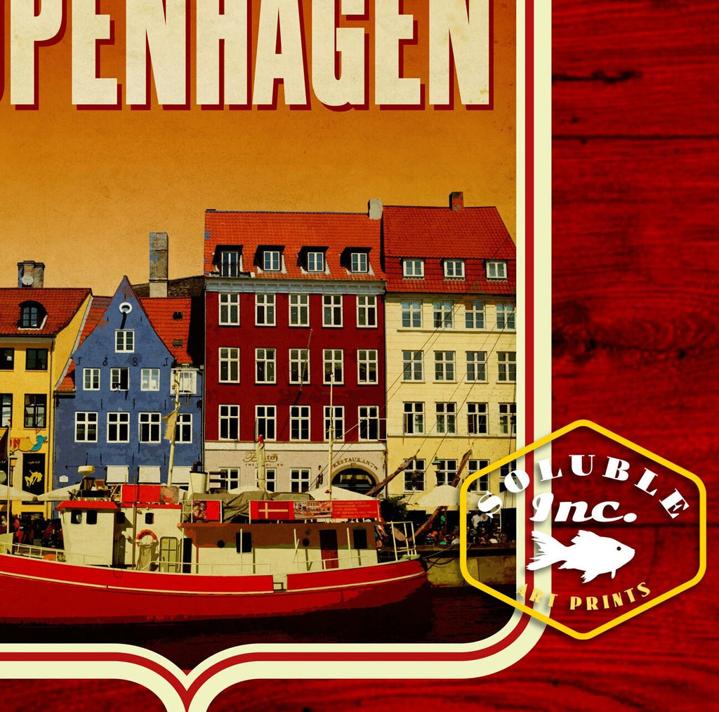Copenhagen Travel Sticker: Vintage Suitcase Decal